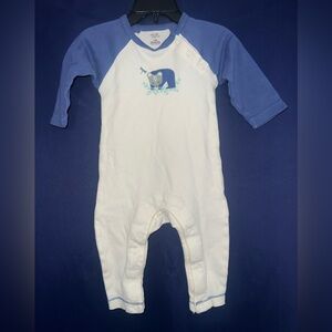 Touched by Nature ORGANIC COTTON Blue & White Baby One Piece 3-6m